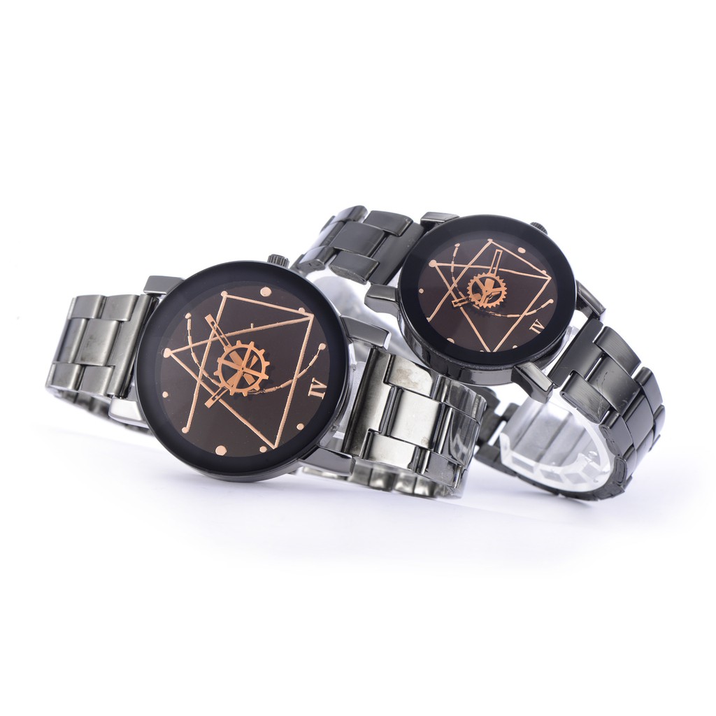 Jam Tangan COUPLE GEAR STEEL/SEGITIGA/Jam Tangan Couple New Korean Fashion Steel Watch Analog