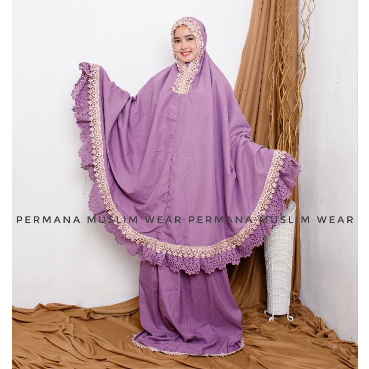 Mukena Dewasa Daily Katun Rempel Laser Cut Renda Premium mewah jumbo