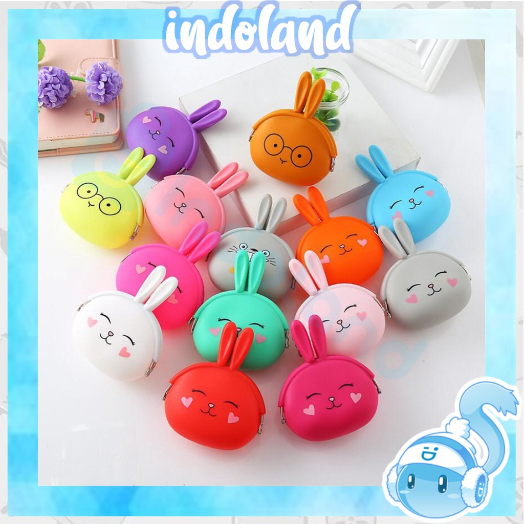 ☀INDOLAND☀ D028 DOMPET KOIN SILIKON JELLY KARAKTER KELINCI BUNNY TEMPAT UANG COIN POUCH SERBAGUNA