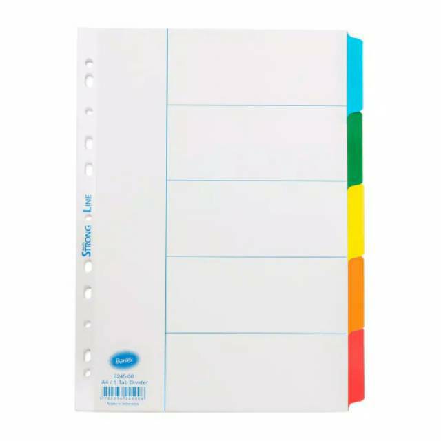 

Bantex Pembatas Binder Divider Size A4 5 Lembar Index Rainbow