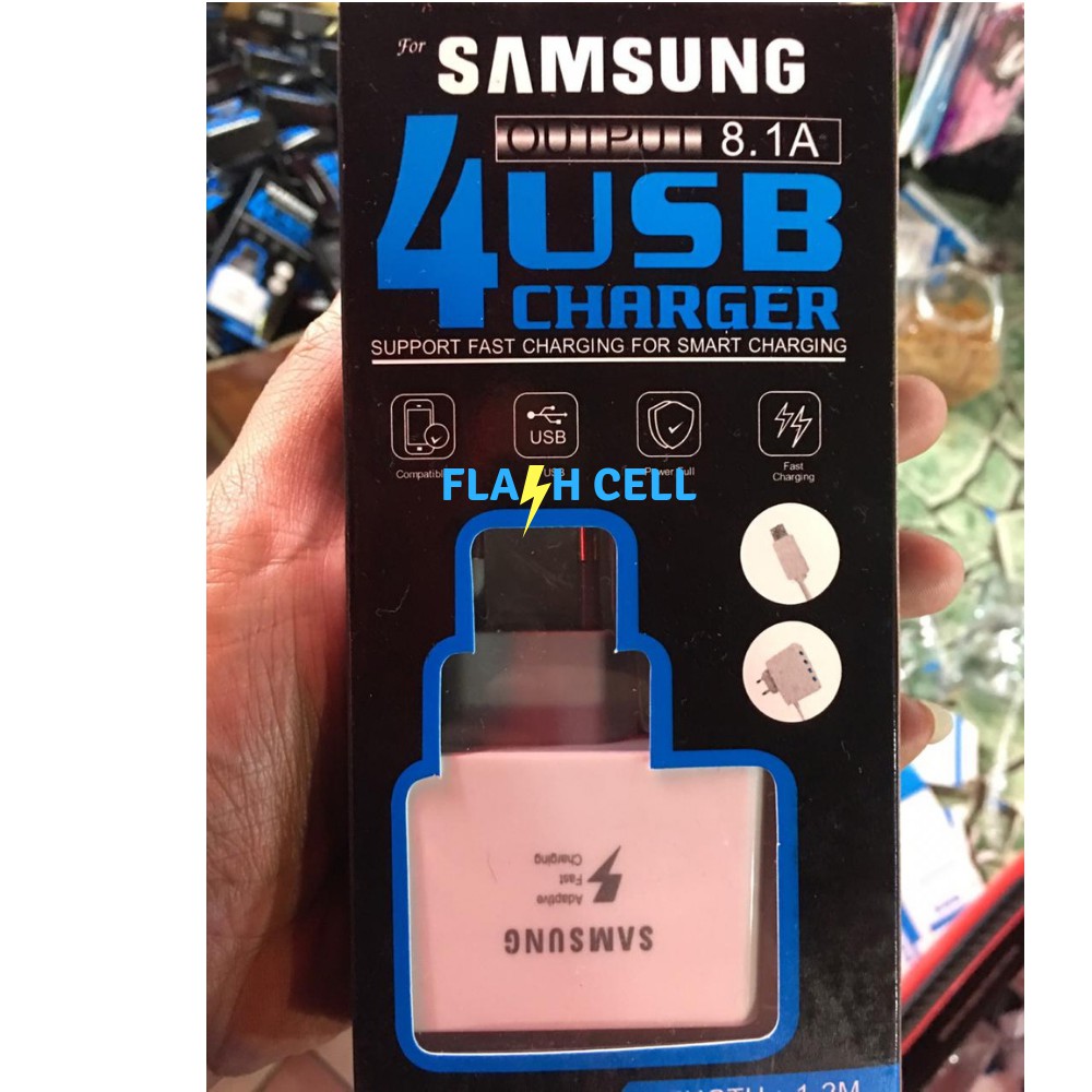 🔥Travel Charger Samsung + 4 USB output 8.1Ampere SEMUA TIPE HP FAST CHARGING TOTAL bisa CHAS 5 HP