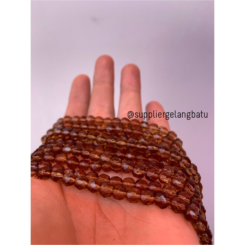 kristal bola dunia cutting 6mm Brown quartz COKLAT TUA kuarsa aksesori