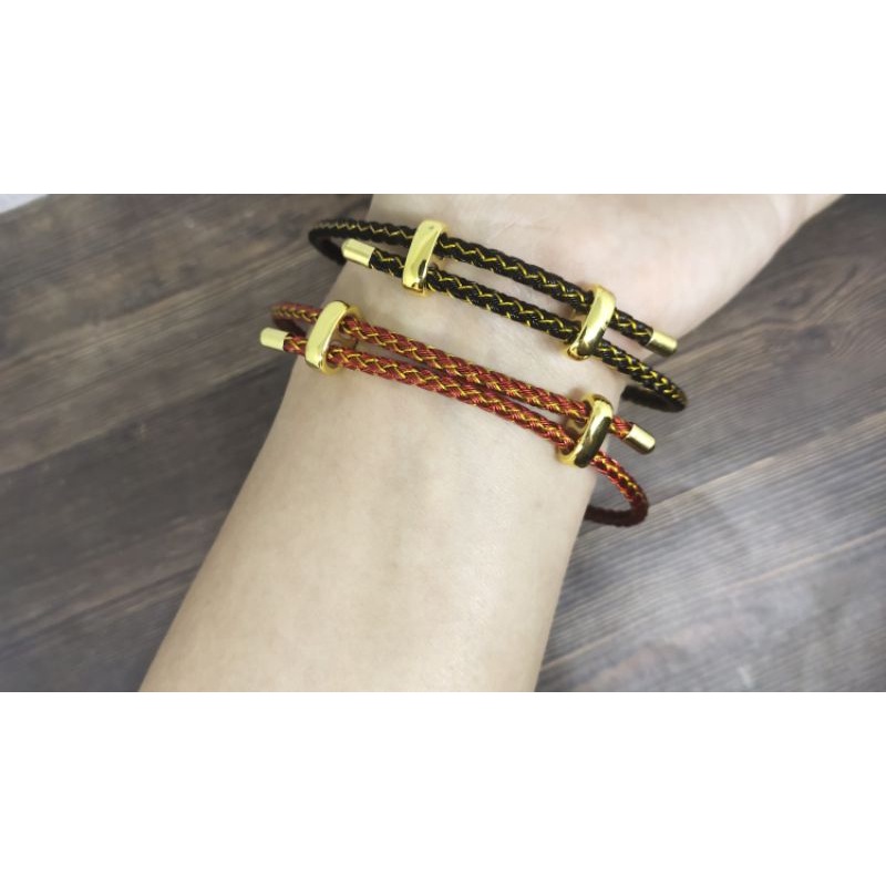 Fifi Fashion Gelang Mode Korea Tali Kulit Kawat Variasi Gold Limited