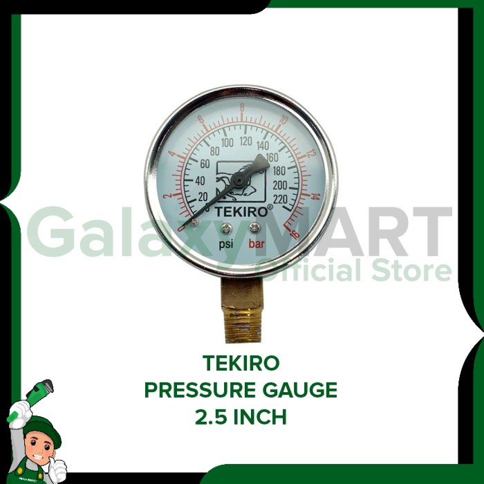 TEKIRO Pressure Gauge / Alat Ukur Tekanan Angin 2.5 Inch - 2.5 Bar