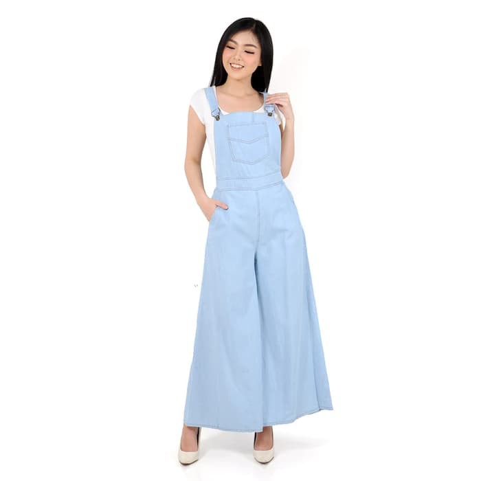 Okechuku Denim  Jumpsuit Celana  Kulot  Fashion  Wanita Korean 