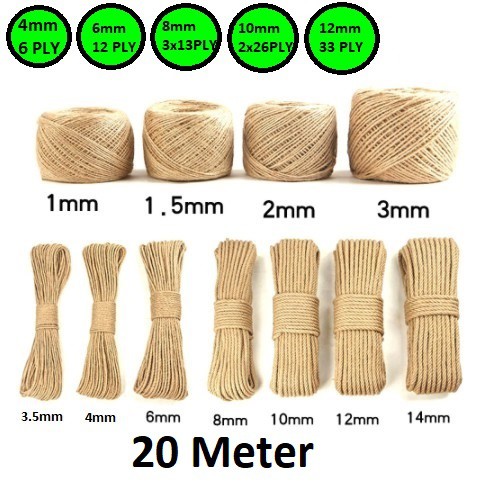 Tali Goni | Tali Tambang | Tali Garukan Kucing | Hemp Rope Uk.4-8mm Harga/20meter