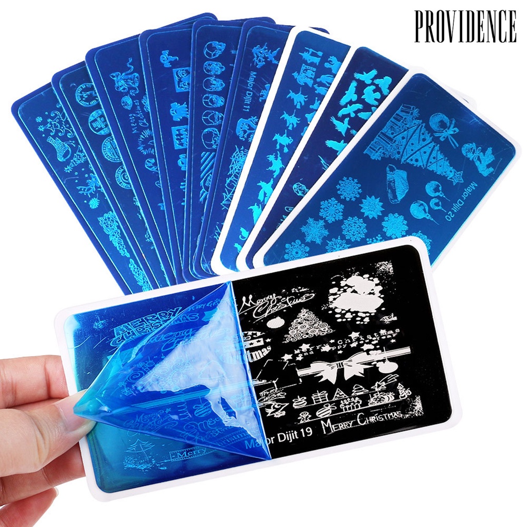 Providence Plat Template Kuku Motif Halloween / Natal Bahan Stainless Steel Anti Karat Untuk Manicure