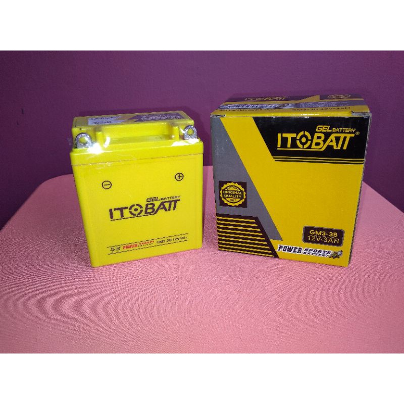 AKI MOTOR RX KING, SATRIA HIU 2TAK, HONDA NSR, NINJA150R MTX3L/GM3-3B ITOBATT/MOTOBATT GEL BATTERY-1