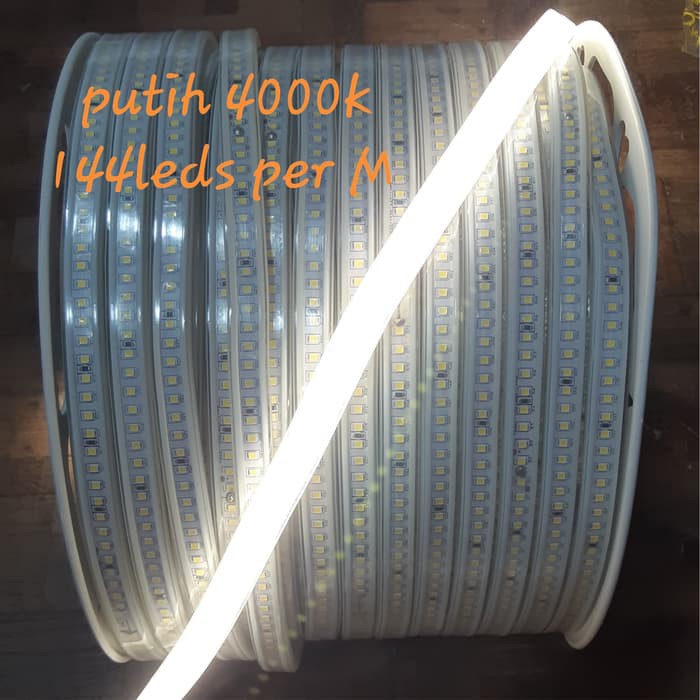 LAMPU SELANG LED STRIP 2835 4000K / 220volt mata rapat 120 LED 1ROLL 100m