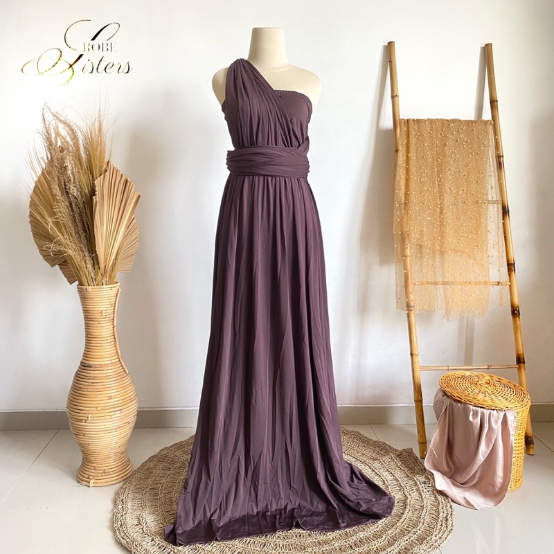 multiway dress infinity convertible dress lilit bridesmaid / photoshoot/ maternity/ pesta warna mauv