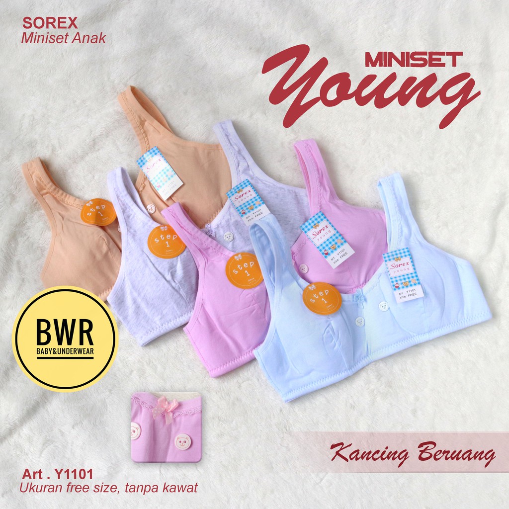 Miniset Sorex Y1101 Young | Minibra Remaja ABG Tali Lebar Kancing Beruang Sorex 1101  - Bwr