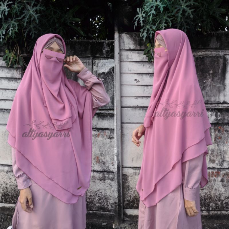 segi empat instan syari / khimar segi empat / khimar instan segi empat / khimar set cadar