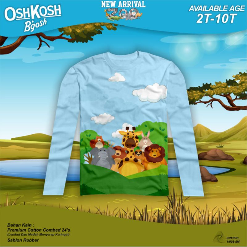 Kaos Anak Lengan Panjang Laki laki ZOO SERIES Kaos Anak Laki laki motif Binatang