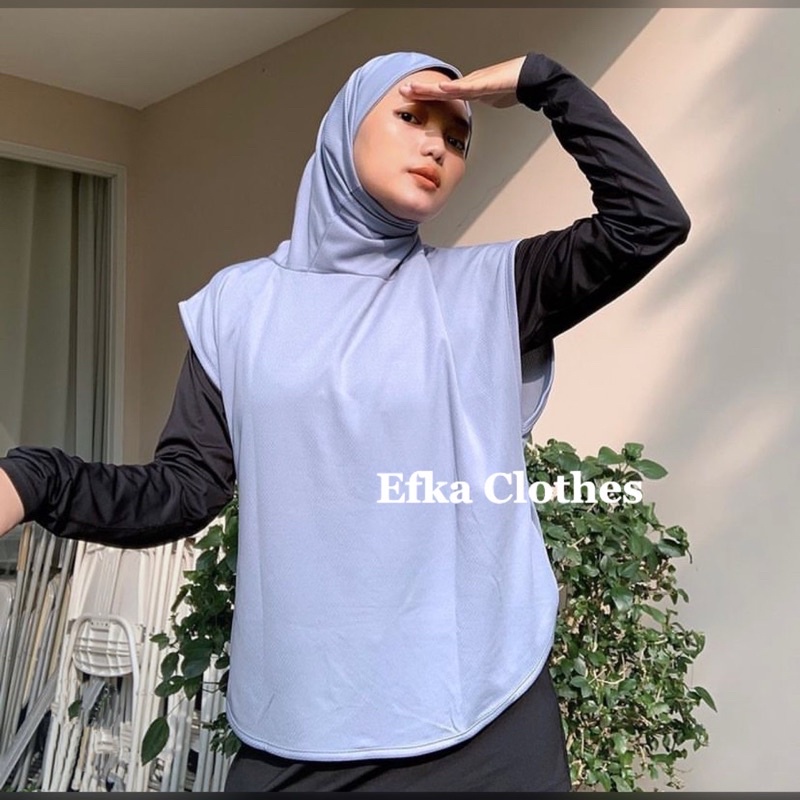 Rompi Vest Tie On Luaran Hijab Sport Olahraga Utk Lari Senam Sepeda Modest Wear/Hijab Olahraga/Hijab Senam Gowes Renang Yoga Zumba/Jilbab Olahraga Rompi Bergo Sporty Efka Clothes-1