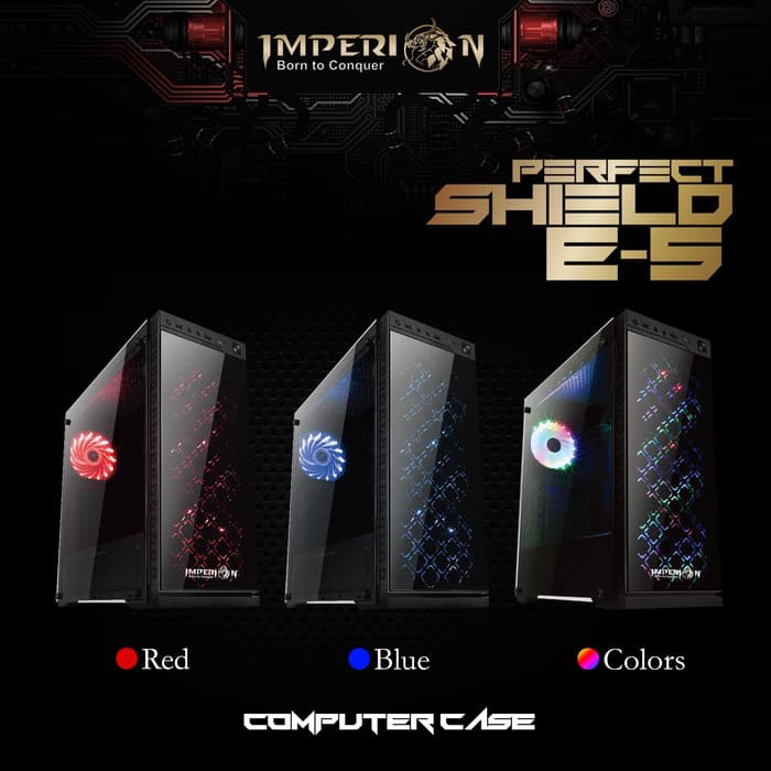 GAMING Computer Case / Casing Gaming Imperion Perfect Shield E5 Transparan - Hitam