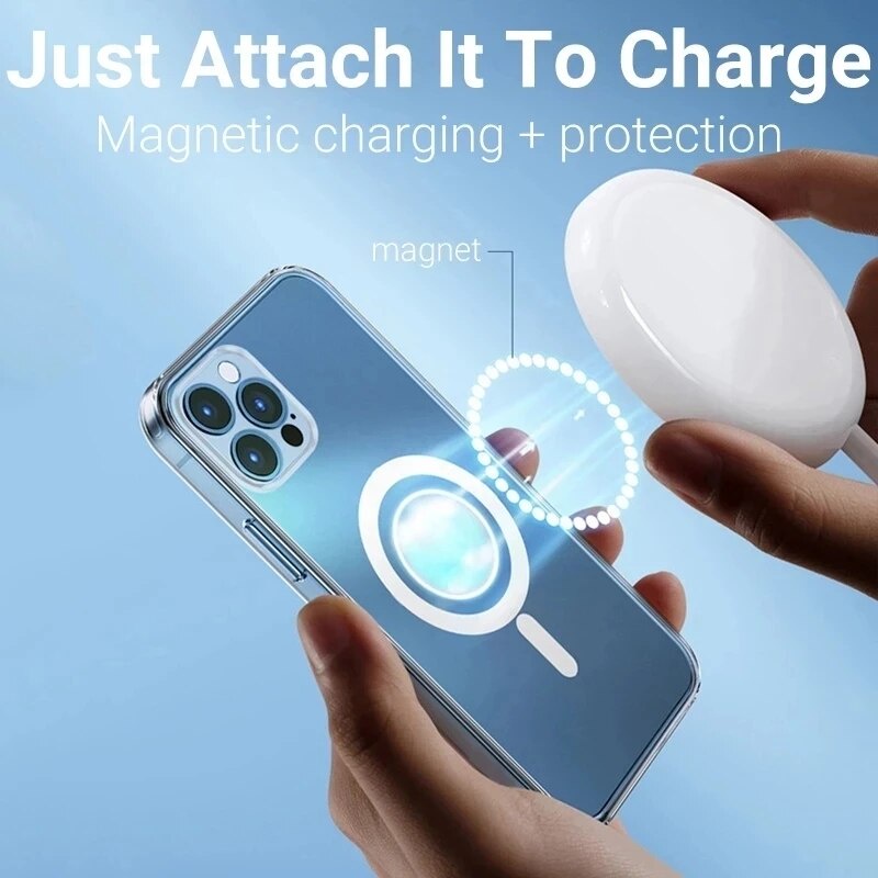 Magnetic ring wireless charging magnetic case for iphone 11 12 13 pro max mini xr x xs max 7 8 plus se 2020 all-inclusive transparent case