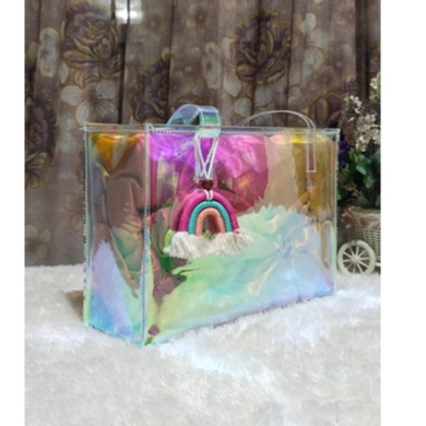 totebag mika pvc hologram free gantungan macrame