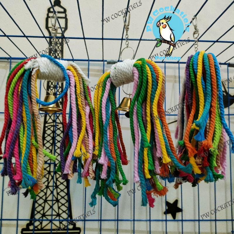 Gigitan Tali Rumbai Mainan Burung Parrot Parkit Lovebird Sugar Glider