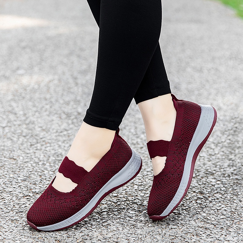 FOKU Sepatu Wanita Santai Sepatu Slip On Wanita Terbaru Sepatu Sneakers Wanita