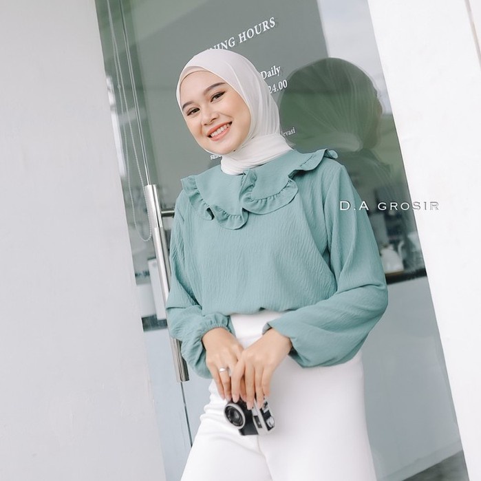 BEFAST - ZEC Blouse AYU / Dewia Crincle Flow Blouse / Blouse Wanita Formal / Blouse OOTD Remaja Kekinian / Blouse Polos Casual / Blouse Lengan Panjang