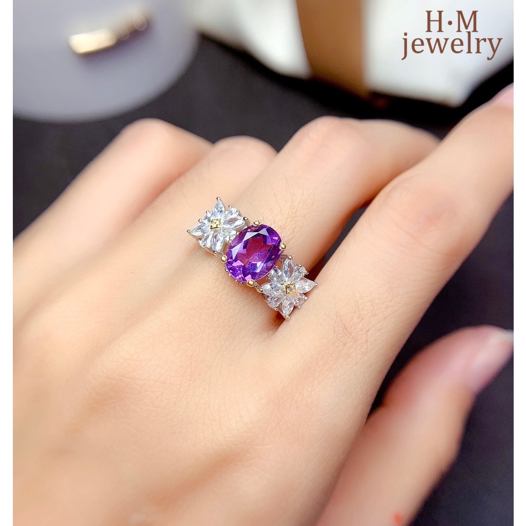 Cincin Desain Daisy Amethyst Natural