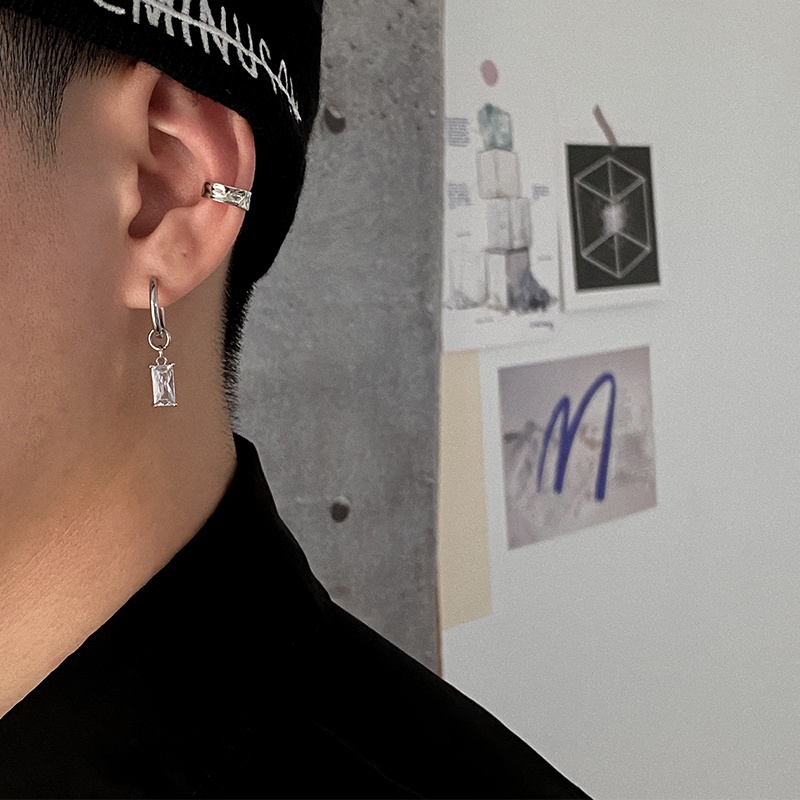 Anting Tusuk Gantung Desain Salib Hias Zircon Gaya Trendymewahhip Hopsimple Untuk Wanita