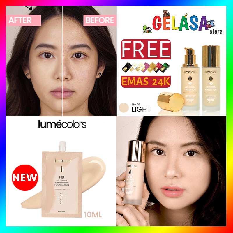 (Free Emas) Lumecolors HD Full Coverage Ultra Lightweight Foundation - LIGHT