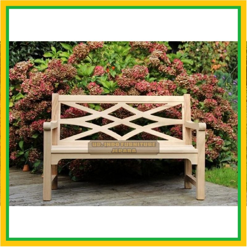 Kursi taman unik simpel kokoh - Kursi teras bahan kayu jati