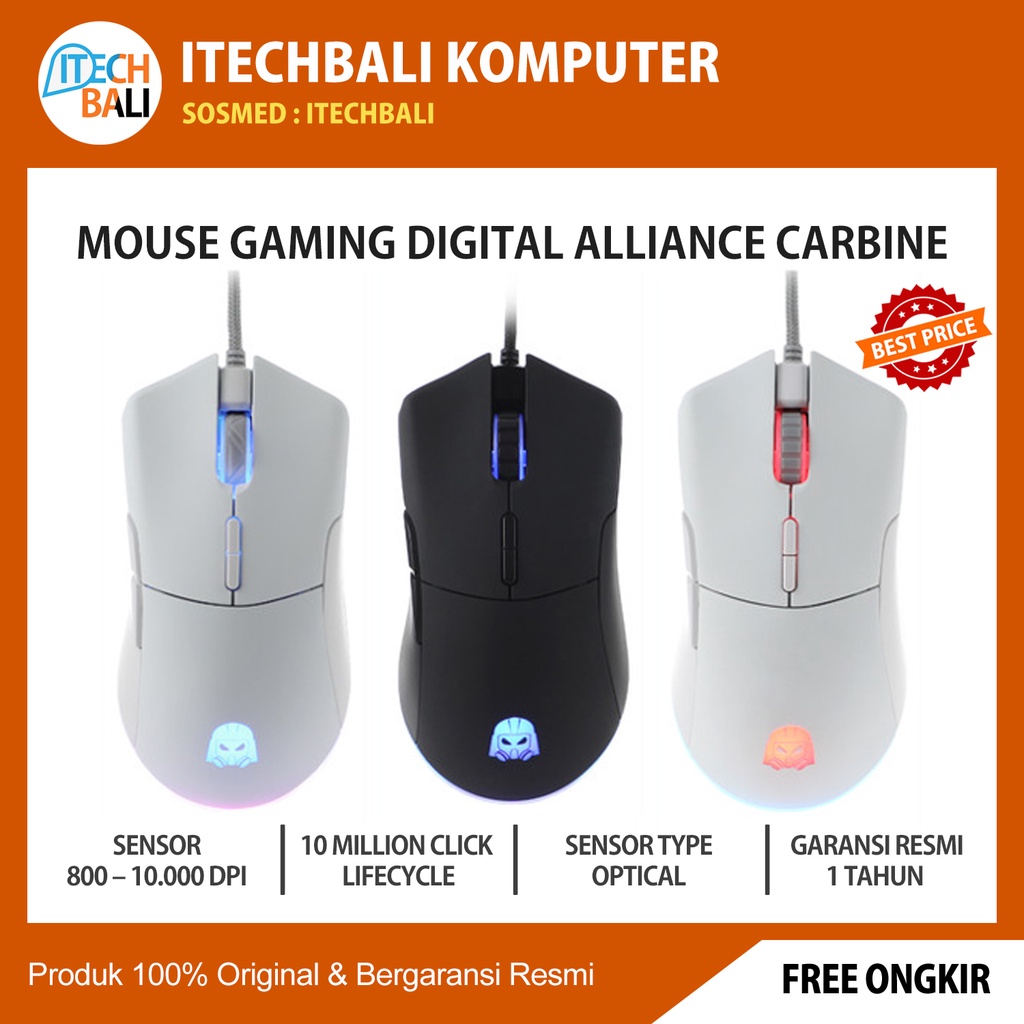 Mouse DIGITAL ALLIANCE CARBINE 10000DPI Gaming - ICE | ITECHBALI