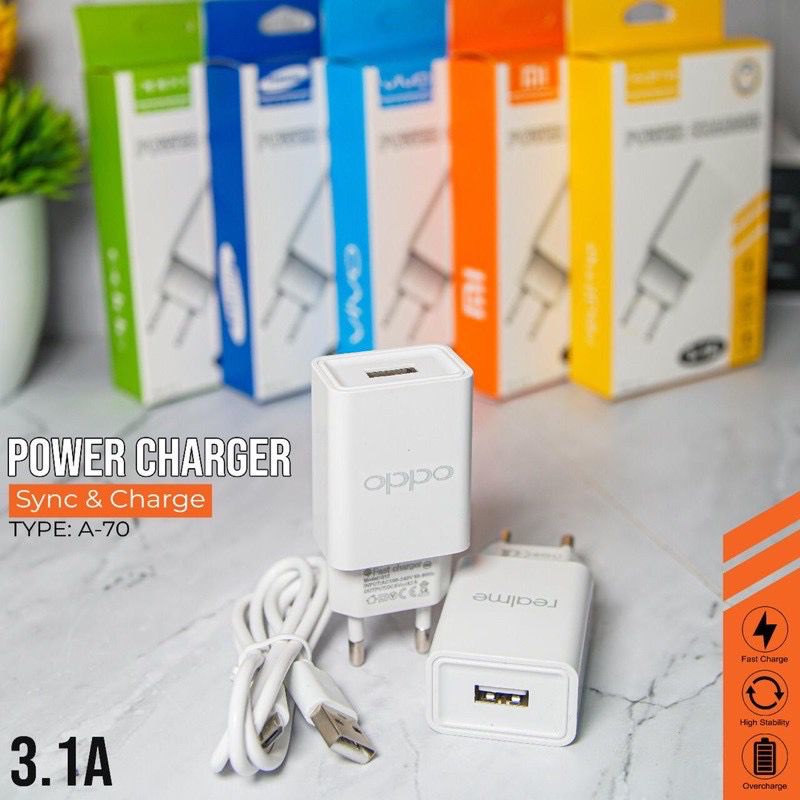 [SO] Tc Travel Charger Brand A70 1Usb 3.1A Kualitas Bagus