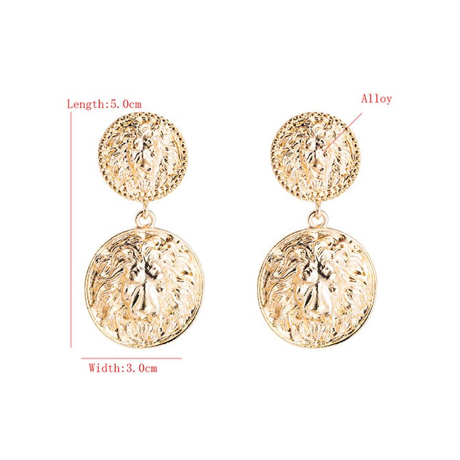 LRC Anting Tusuk Fashion Alloy Round Irregular Uneven Earrings D94881