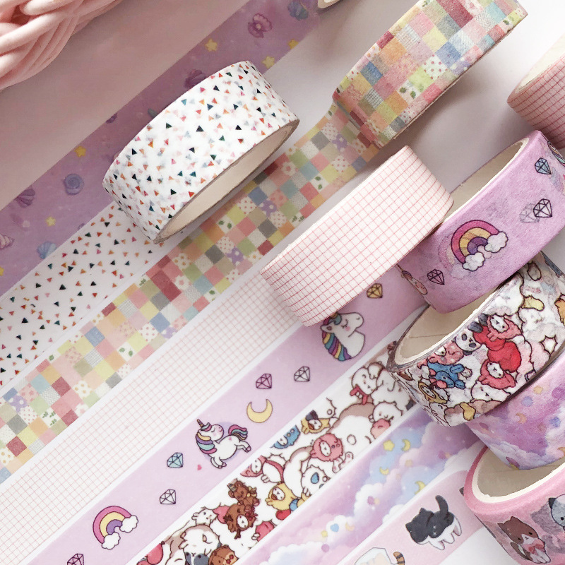 Tape / Selotip Washi 5 / 7m Motif Kartun Lucu Warna-Warni Handmade Diy Untuk Dekorasi Diary