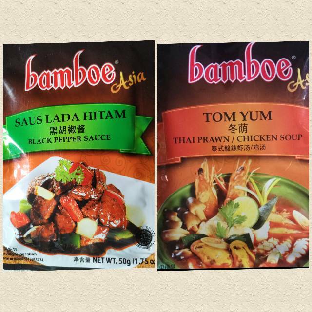 BUMBU INSTAN BAMBOE TOM YUM, SAUS TERIYAKI DAN SAUS LADA