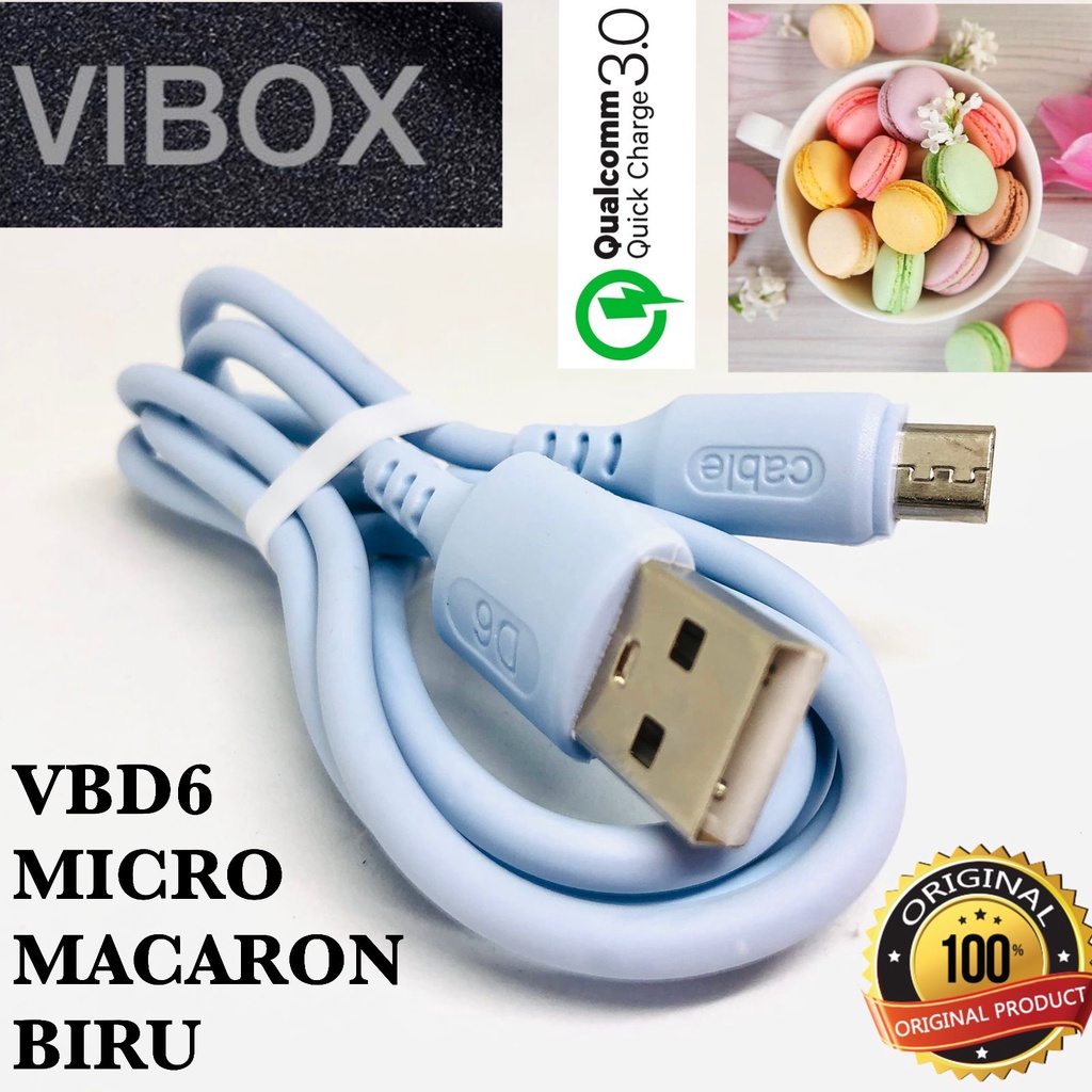 Kabel Data VIBOX MACARON Micro USB VBD6 Fast Charging 3.0A Metalic Finishing 1 Meter Data cabel Fast Charging