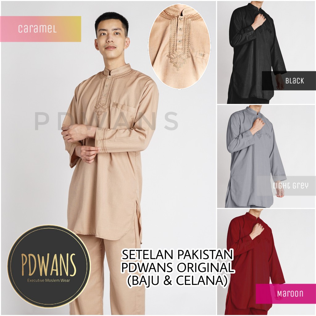 SETELAN PAKISTAN DEWASA Seri WARNA Baju Koko Bordir Muslim BAJU UMROH Pria - PDWANS PAKISTAN-WRN