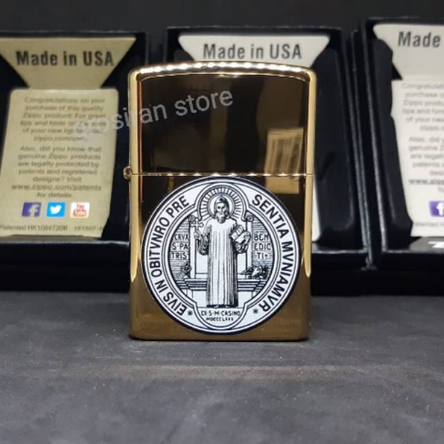 Zippo gold sentia print custom logo tulisan nama kado