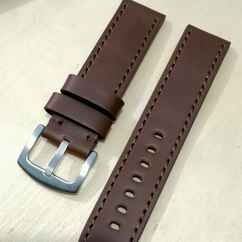 tali jam tangan kulit strap jam tangan Zamora lentur dan lembut ukuran 20mm 22mm 24mm 26mm hitam coklat Tli jam Tangan kulit Tebal bisa buat Alexander / expedition