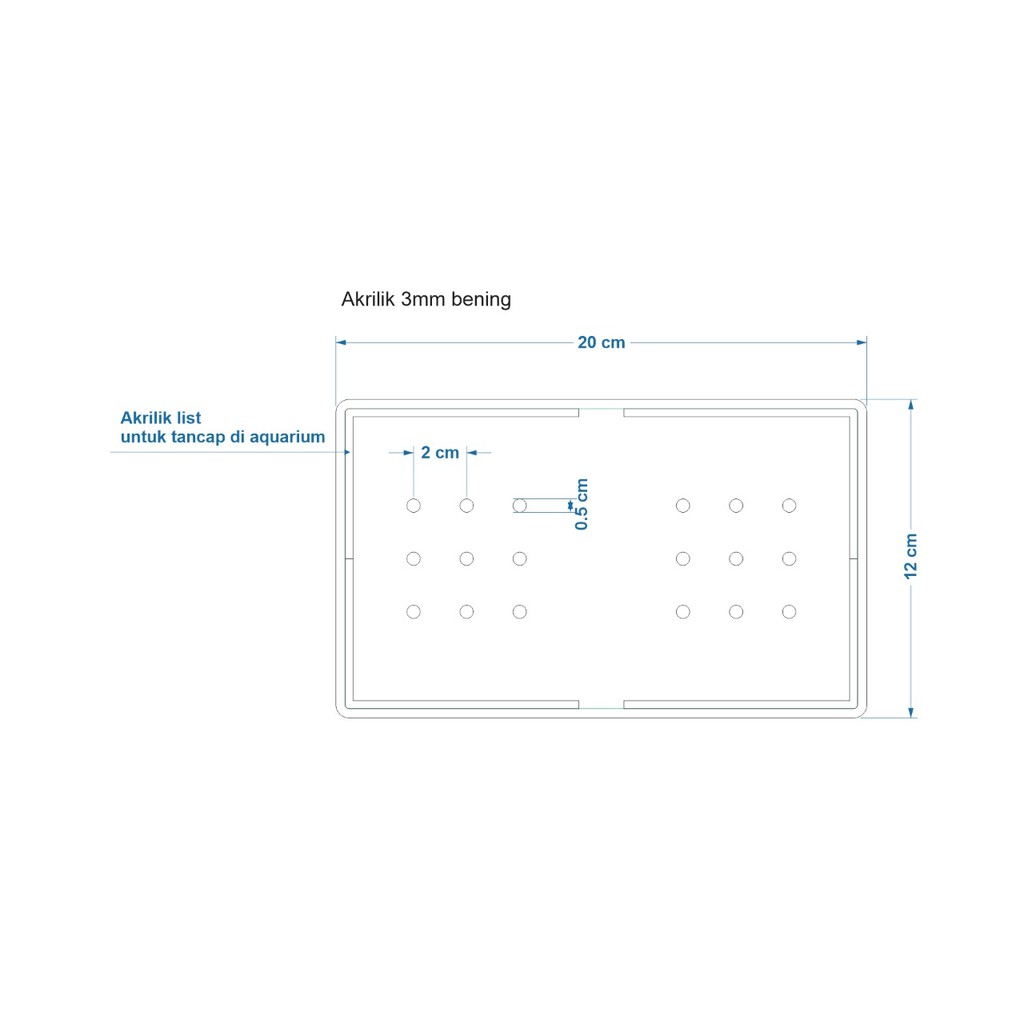TUTUPAN AKUARIUM UKURAN 20x12x12CM