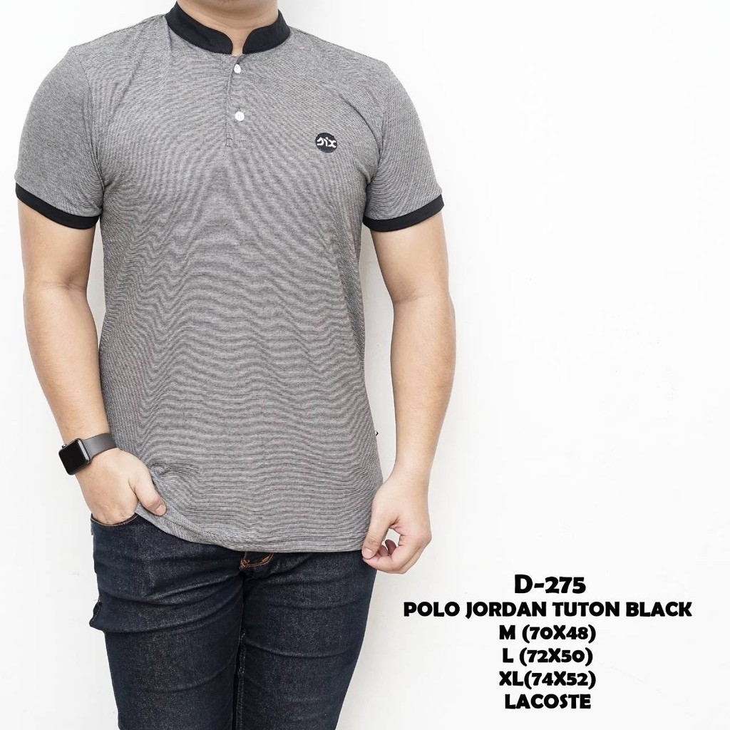 Credomenstore Kaos  Kerah Polos  Abu List Hitam  Kaos  Polo  