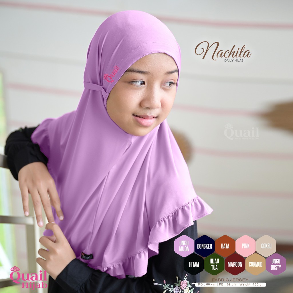NACHITA Hijab kids tali belakang Quail hijab