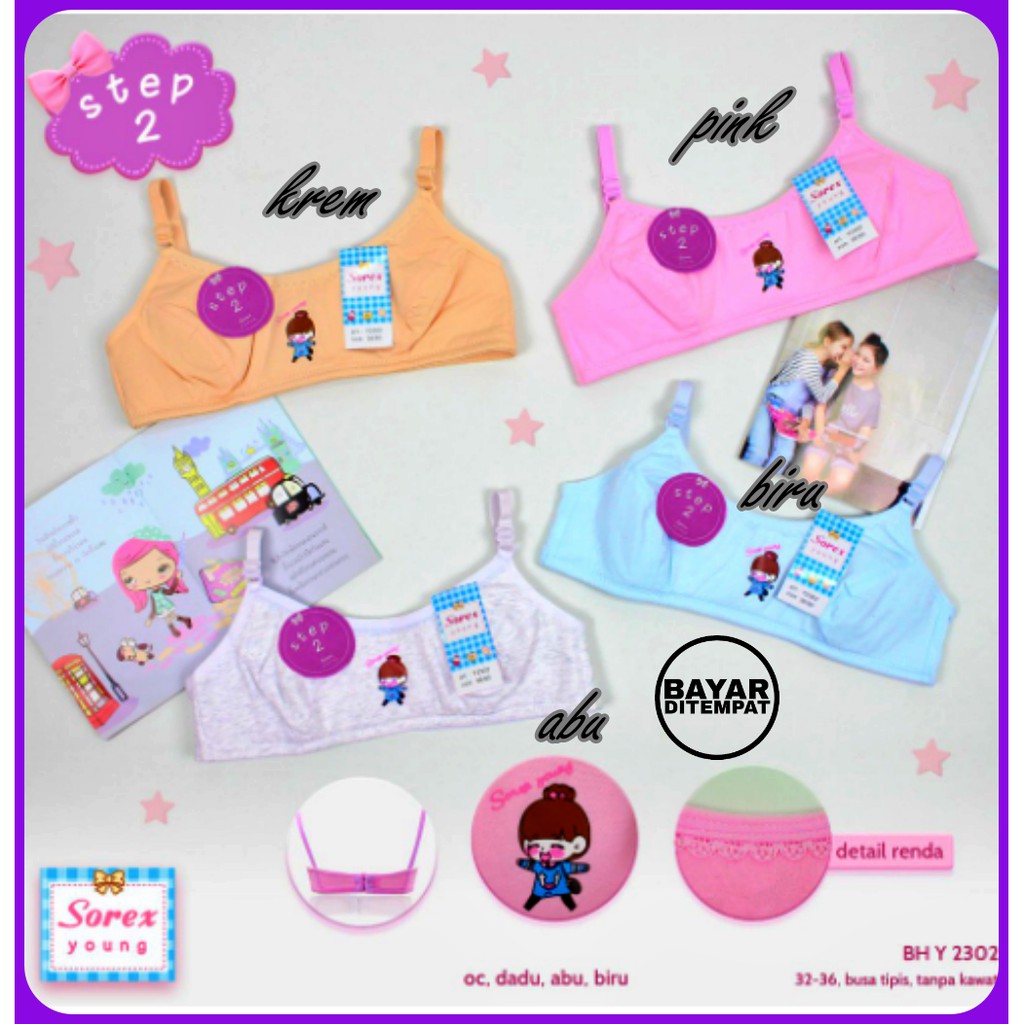Sorex-BH Anak Remaja Tanpa Busa art Y2302 | Bra Beha Anak Step 2 Kait 2 Bahan Halus