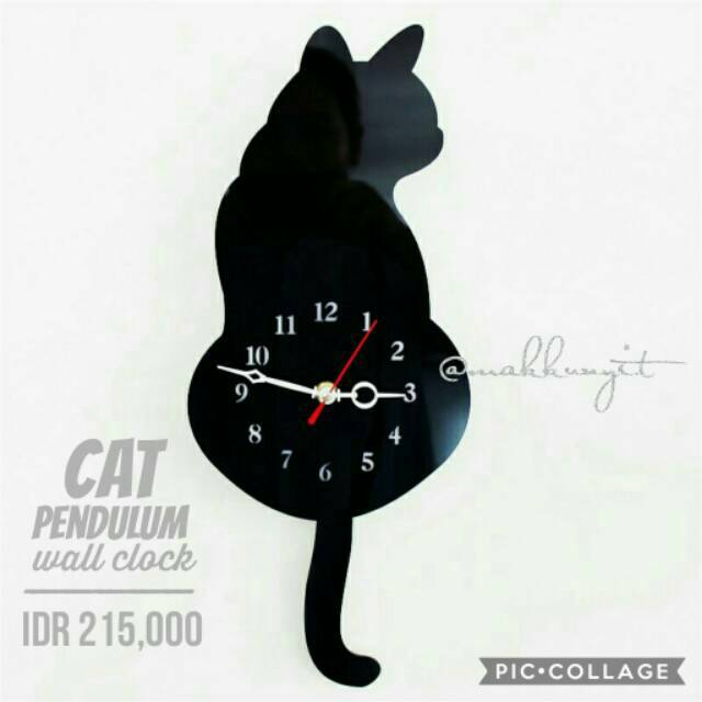 Jam akrilik kucing pendulum (ekornya bisa goyang)