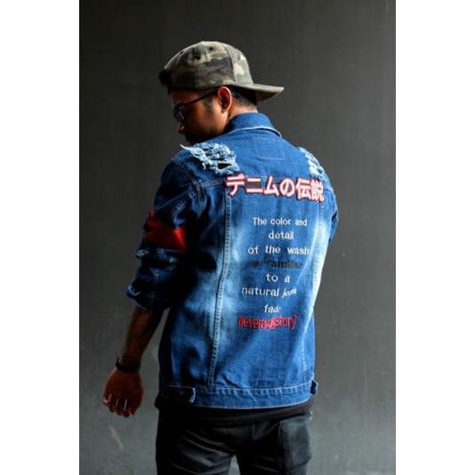 jaket jeans pria,jaket jeans Japanese ripped LOD