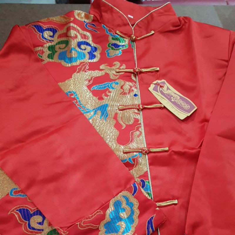 man.c. cheongsam pria motif naga pelangi list gold di kerak