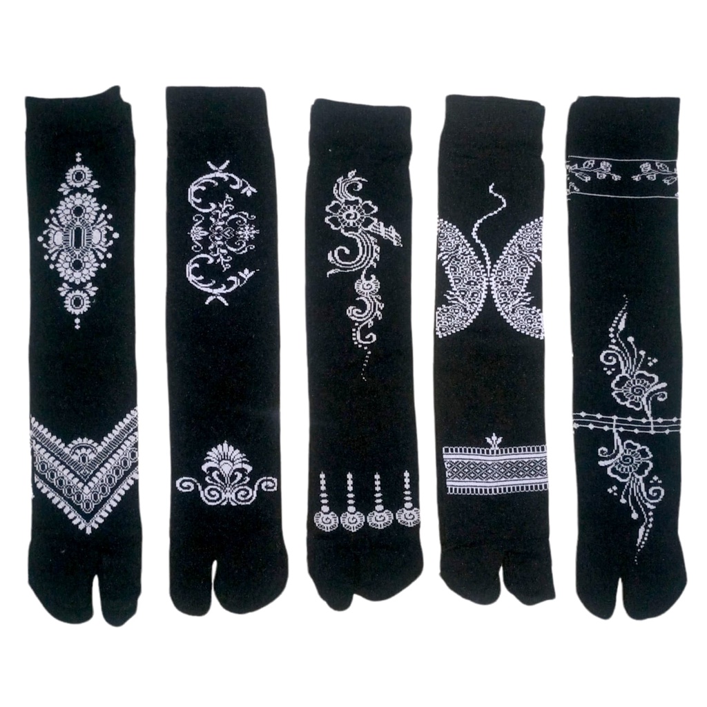 Kaos Kaki Wanita Muslimah Jempol Panjang Motif Henna Bahan Nylon