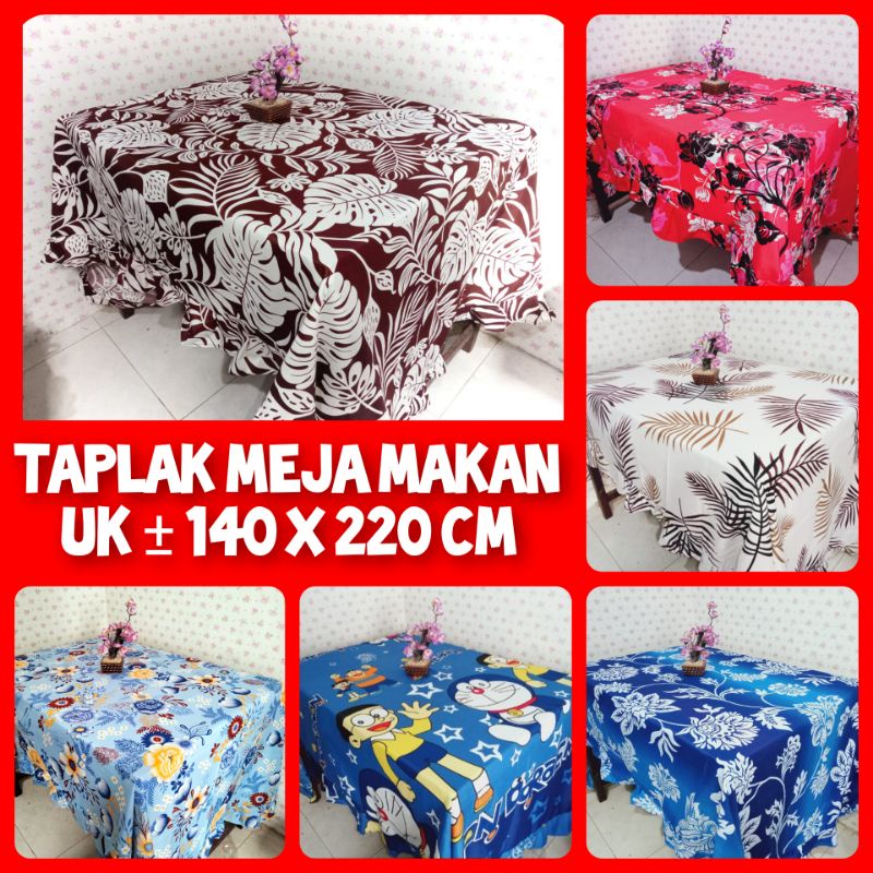 TAPLAK MEJA MAKAN PERSEGI PANJANG UKURAN ± 140 X 220 CM ANEKA MOTIF