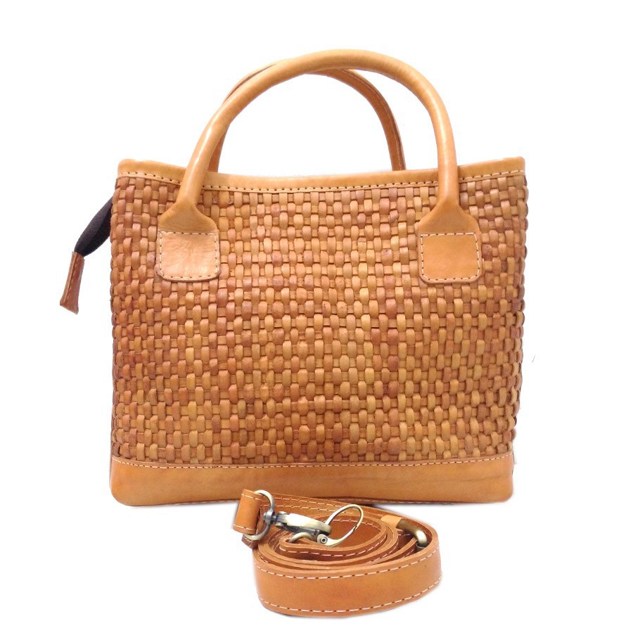 Tas Kulit Asli - Tas Kulit Wanita - wb anyam kecil new - cream