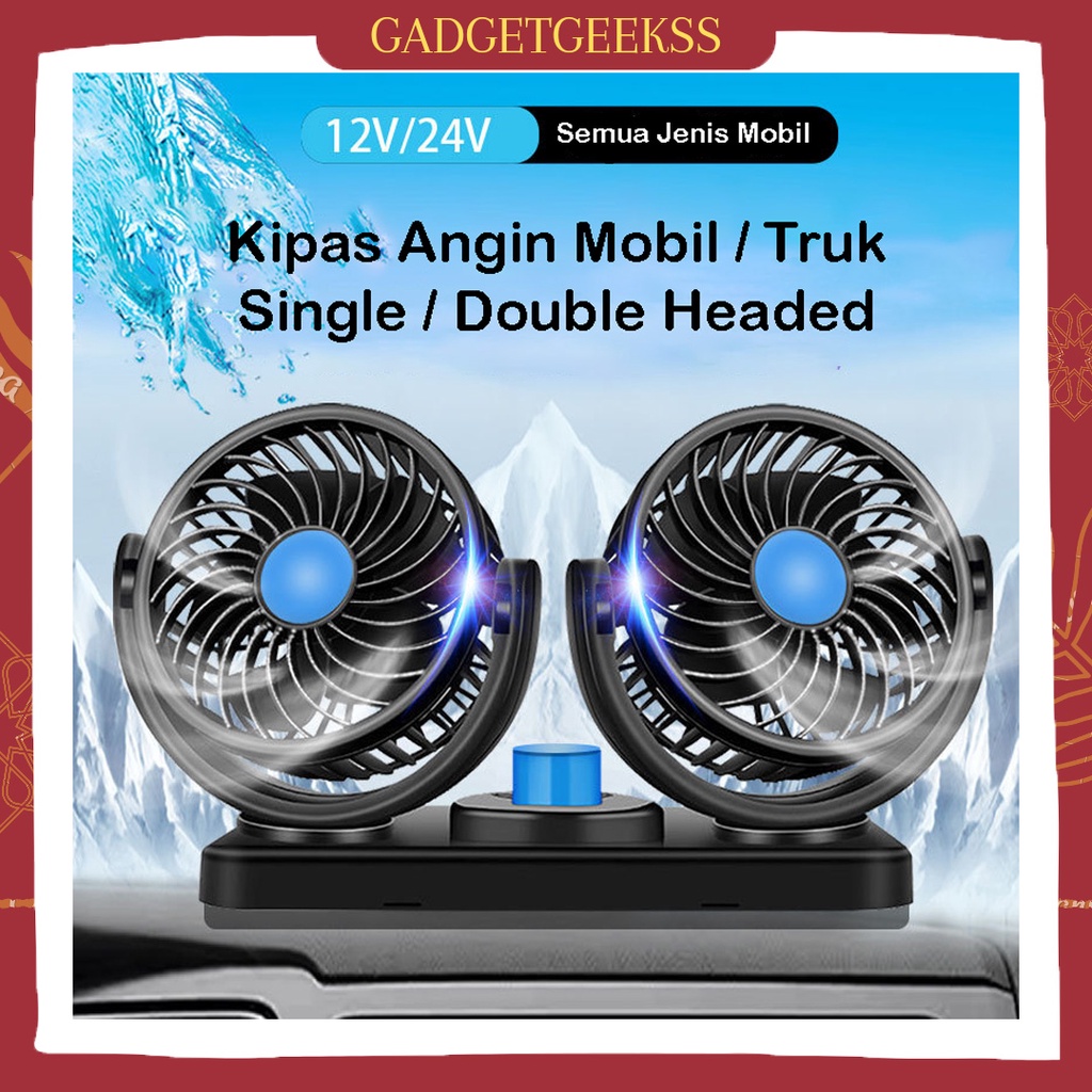 Kipas Angin Mobil Kepala Dua Cooling Fan Pendingin mobil Portable