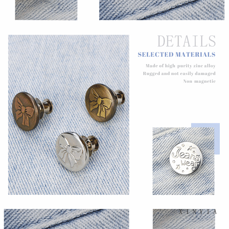 Kancing Jeans Snap Fastener Metal Jeans Buttons Perfect Fit Adjustable Clothes Button Sewing Accessories