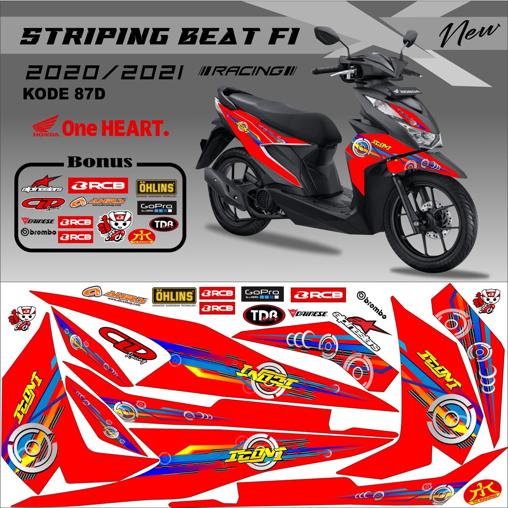 Striping Beat 2021 Variasi Stiker Motor Beat Kode 87